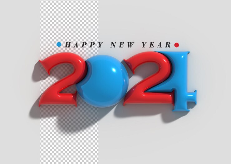PSD gratuito 2024 feliz año nuevo letras tipográfico psd transparente