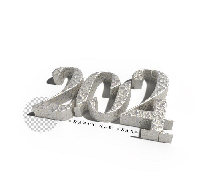 PSD gratuito 2024 feliz año nuevo letras tipográfico psd transparente
