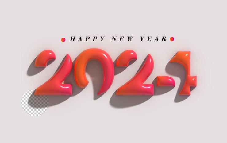 PSD gratuito 2024 feliz año nuevo letras tipográfico psd transparente
