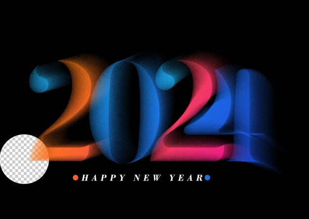 2024 Feliz Año Nuevo Letras Tipográfico Psd Transparente