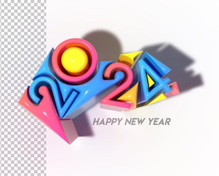 PSD gratuito 2024 feliz año nuevo letras tipográfico psd transparente