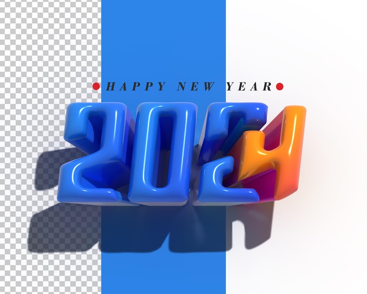 PSD gratuito 2024 feliz año nuevo letras tipográfico psd transparente