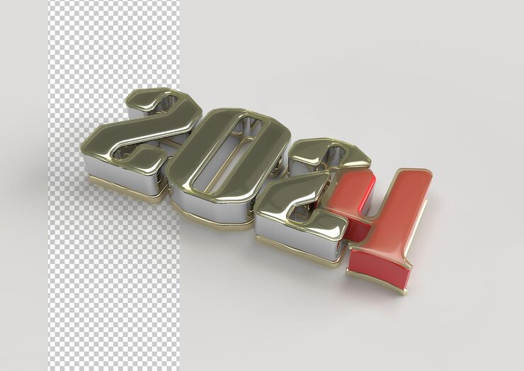 PSD gratuito 2024 feliz año nuevo letras tipográfico psd transparente
