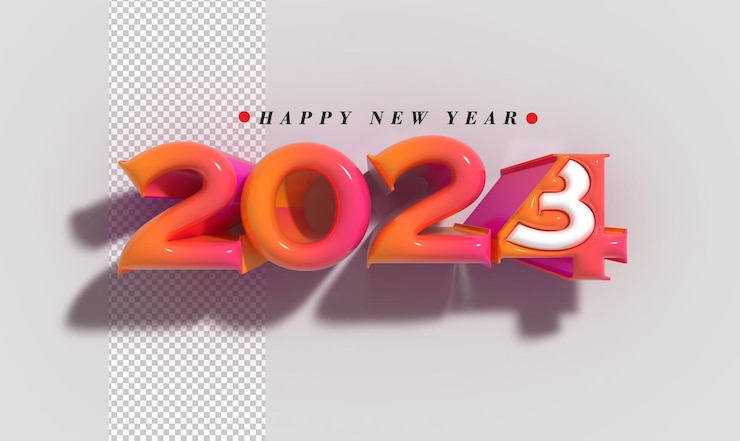 PSD gratuito 2024 feliz año nuevo letras tipográfico psd transparente