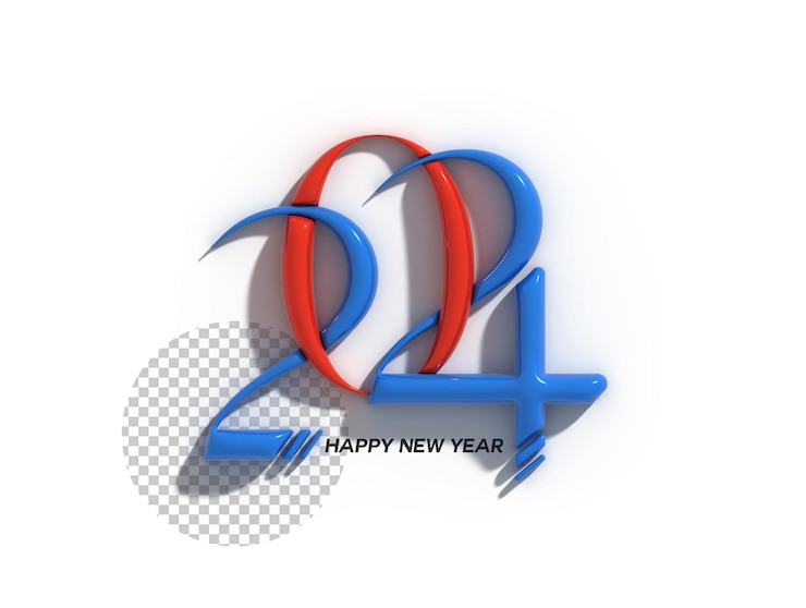 PSD Gratis 2024 happy new year 3d lettering typographical transparent psd