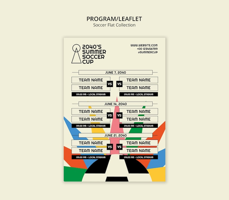 PSD gratuito 2040's summer soccer cup program flyer