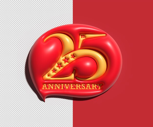 25 años aniversario celebración archivo psd transparente de renderizado 3d.