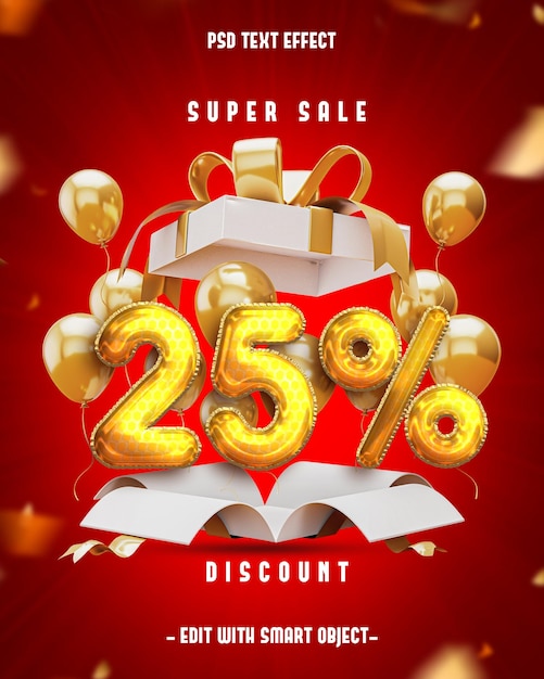 25 por ciento de descuento Efecto de texto editable