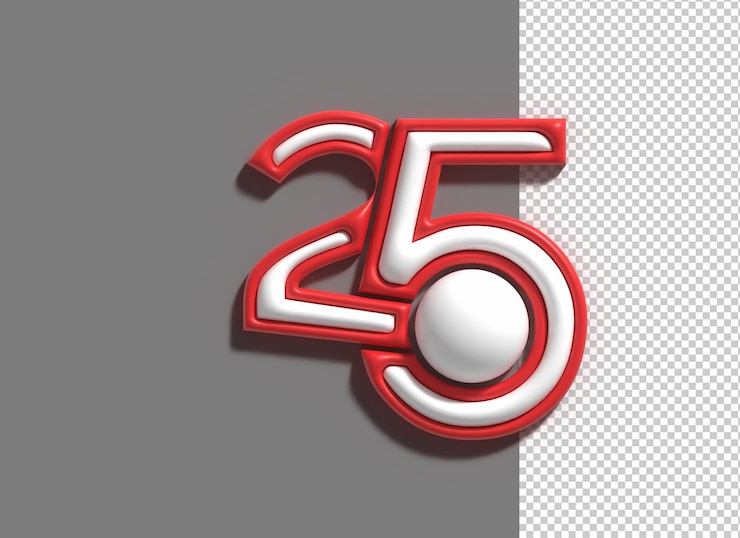 PSD gratuito 25 disegno dell'illustrazione 3d di venticinque numeri
