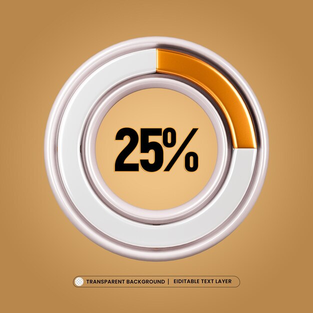 25 Icono de barra de carga de progreso circular 3d render