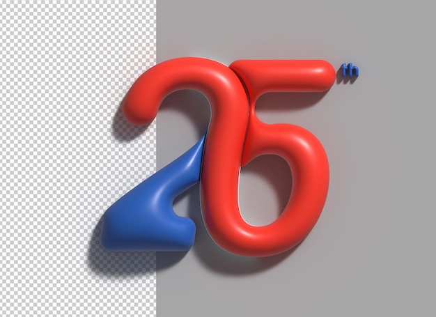 25 veinticinco número 3d ilustración diseño