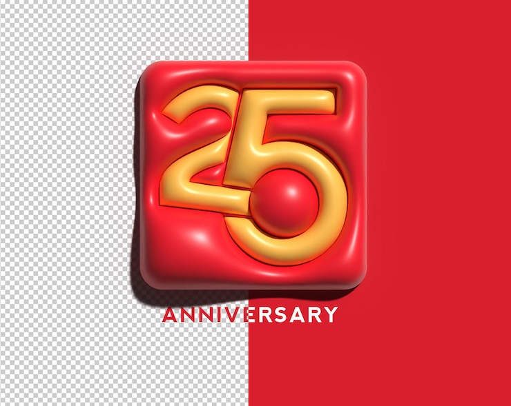 PSD gratuito 25th years anniversary celebration 3d render file psd trasparente