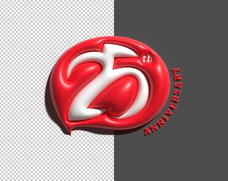 PSD gratuito 25th years anniversary celebration 3d render file psd trasparente.