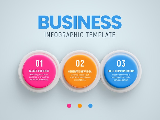 3 stappen creatieve business infographics ontwerp sjabloon