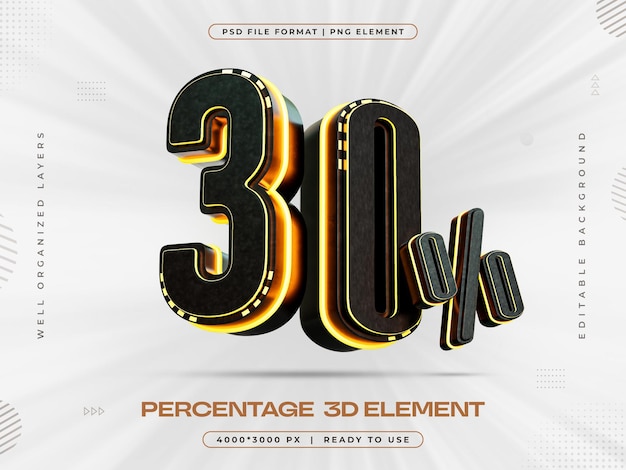 30 por ciento de descuento Ilustración de renderización 3D aislada
