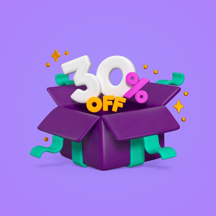 PSD Gratis 30% off promotion: a gift box offer