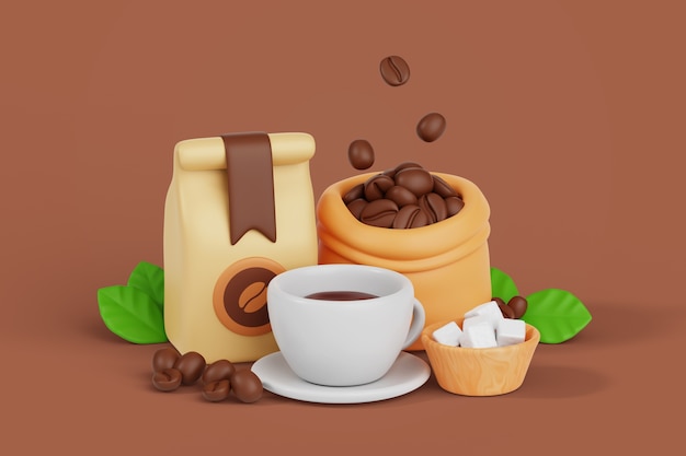 Gratis PSD 3d achtergrond voor internationale koffiedag