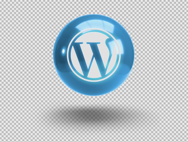 3d afgerond vierkant met glanzend wordpress logo