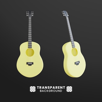 3d akoestische gitaar met gele kleur Premium Psd