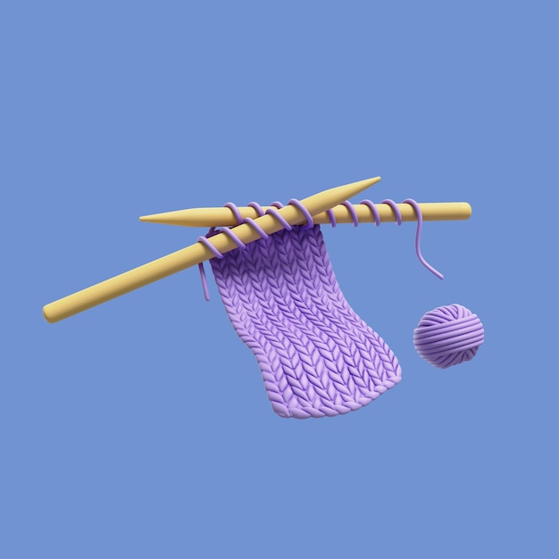 3d, anciano, icono, con, tejer, kit