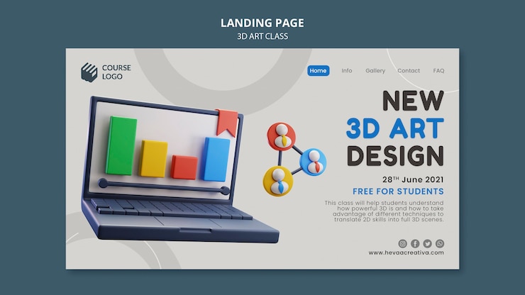 PSD Gratis 3d art class web template