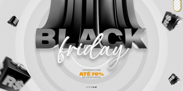 Gratis PSD 3d black friday-label voor promoties en kortingen voor reclamecampagnes