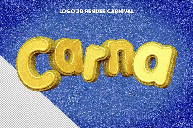 3D-carna-logo met gele glittertextuur