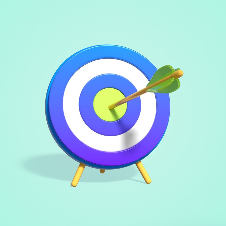 PSD Gratis 3d cartoon bullseye with arrow hitting the target