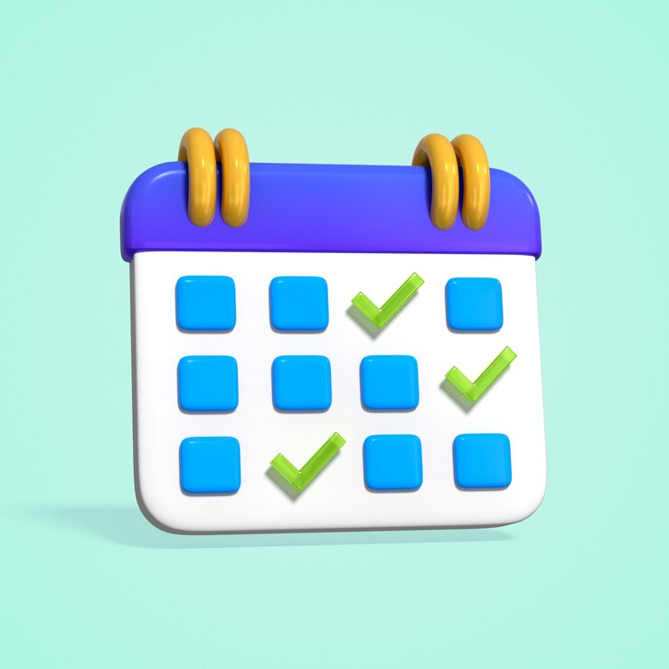PSD gratuito 3d cartoon calendar with check marks