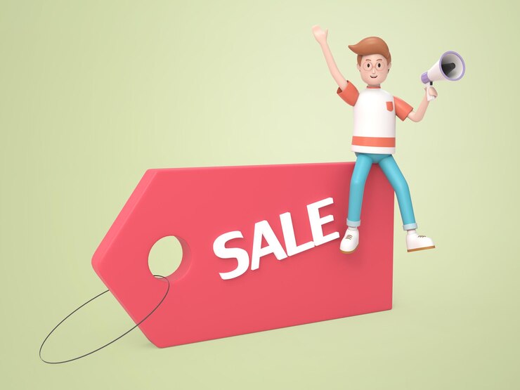 PSD Gratis 3d cartoon character man sitting on sale sign