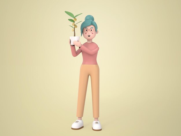 3D-cartoon vrouwen illustratie