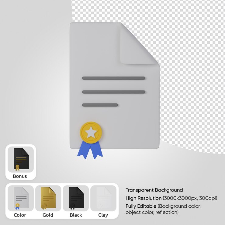 PSD Gratis 3d certificate front