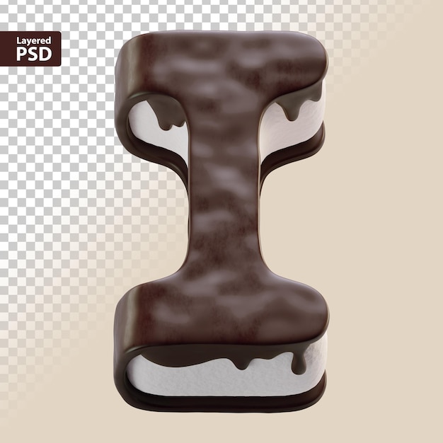 Gratis PSD 3d-chocoladetaart letter i