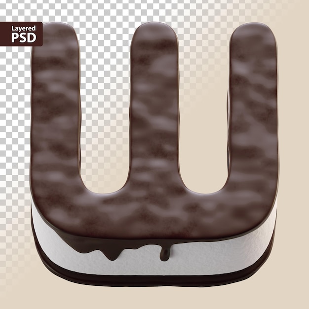 Gratis PSD 3d chocoladetaart letter w