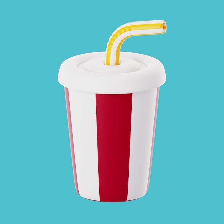 PSD Gratis 3d cinema icon illustration with drink