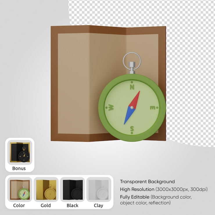 PSD Gratis 3d compass with map