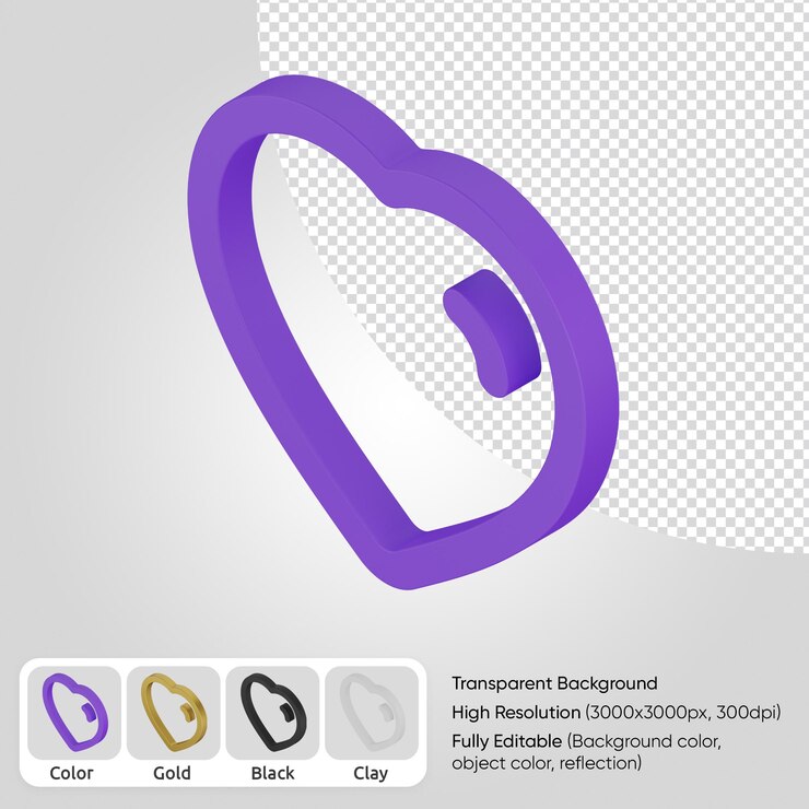 PSD gratuito 3d corazón isométrico