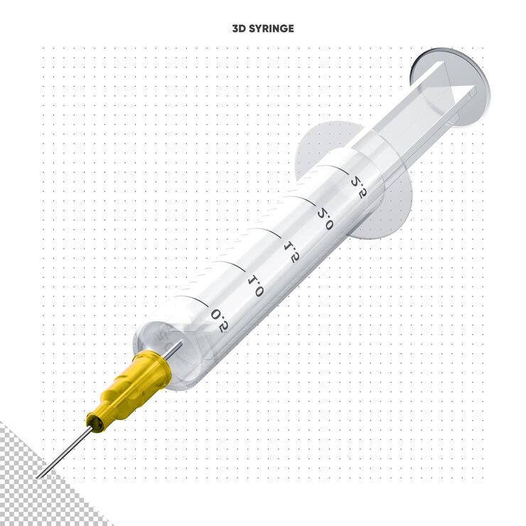 PSD Gratis 3d coronavirus vaccination yellow syringe