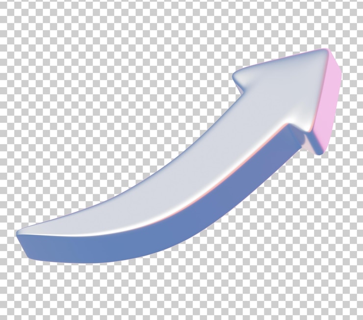 PSD Gratis 3d curved growth arrow icon representing financial progress