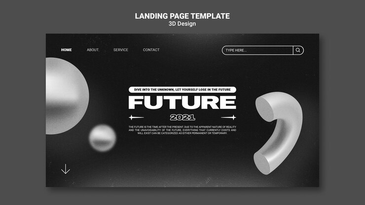 PSD Gratis 3d design landing page