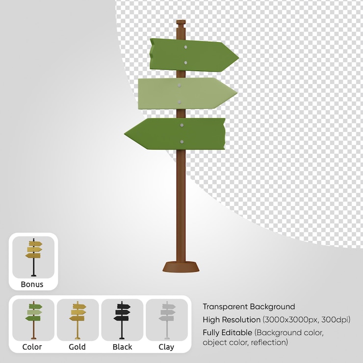 PSD Gratis 3d directional road sign