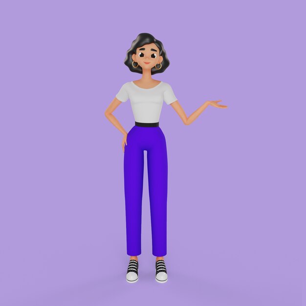 3d donna sorridente in posa