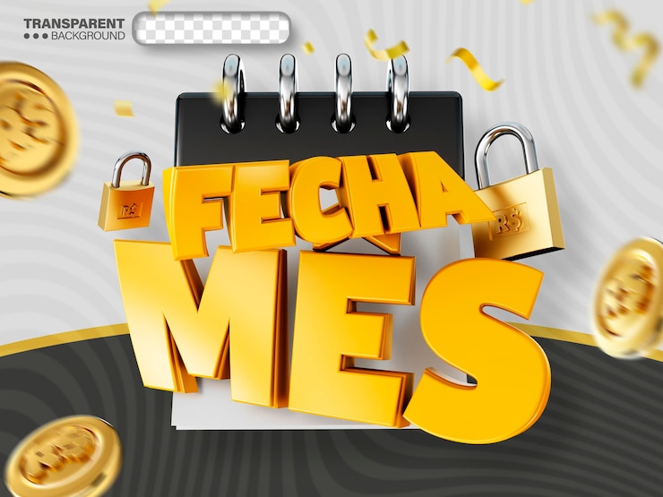 PSD gratuito 3d etichetta mese di chiusura promozione del supermercato logo al dettaglio fecha mes in brasile
