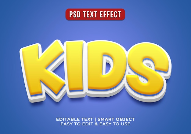 Gratis PSD 3d geel tekst-effect voor kinderen