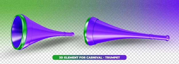 3d-gekleurde trompet voor carnavalscompositie in brazilië