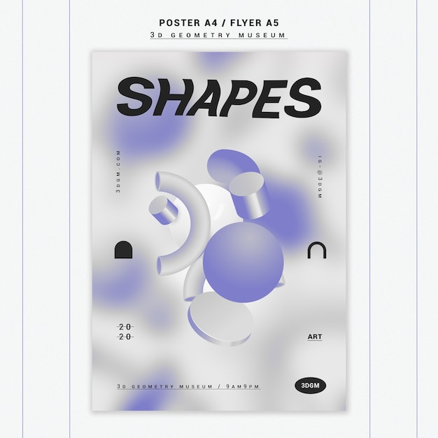 Gratis PSD 3d-geometrische vormen poster sjabloon
