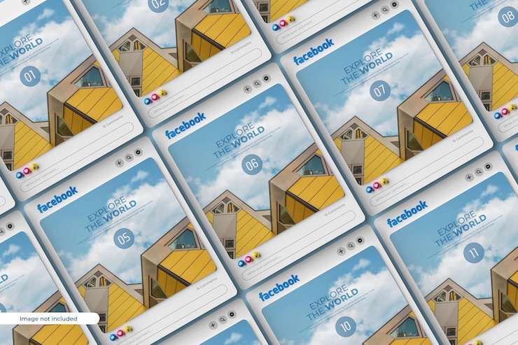 Gratis PSD 3d-gerenderde facebook post mockup geïsoleerd
