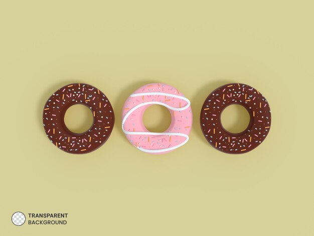 Gratis PSD 3d-gerenderde geïsoleerde donut-pictogram