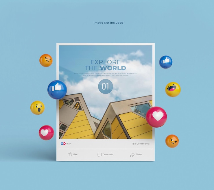 PSD gratuito 3d ha reso il mockup dell'alberino di facebook isolato