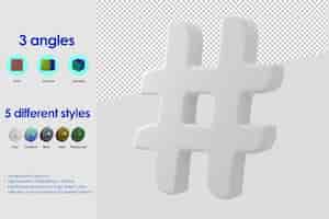 Gratis PSD 3d hashtag-pictogram
